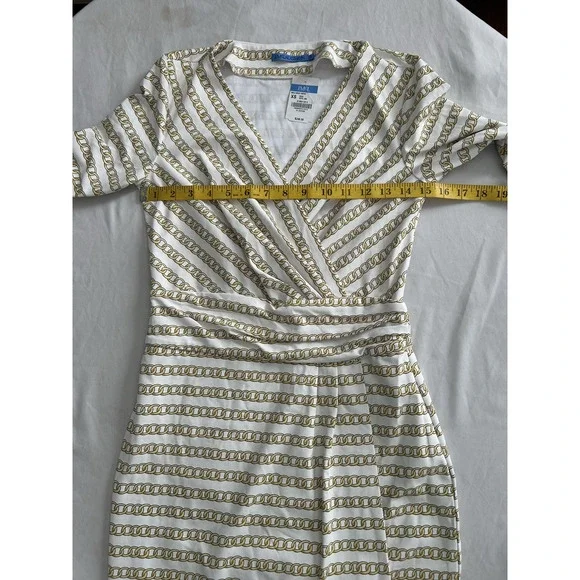 J. McLaughlin Golden Chain Sheath Dress Womens Size XS Ivory Gold Preppy NWT - Picture 6 of 10